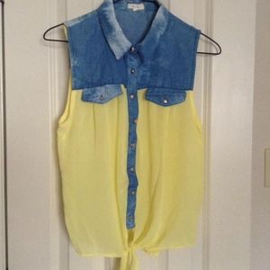 Denim Sheer Tank Blouse